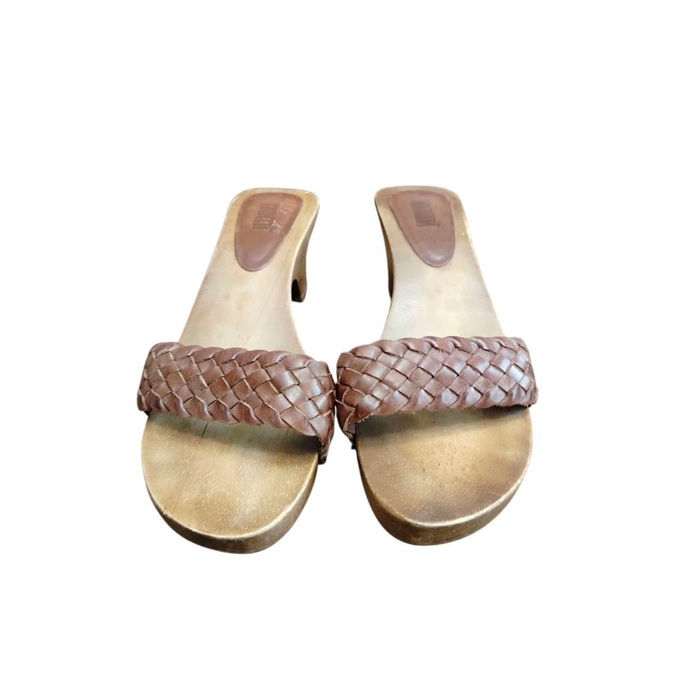 NOMI Sandals Women 10M Brown Wooden Y2K Summer Vacation‎ Casual Beach Open Toe
